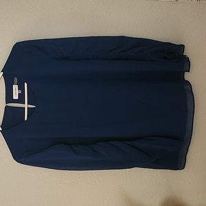 CALVIN KLEIN Women's Chiffon Blouse with Ruched Sleeves with String Size M